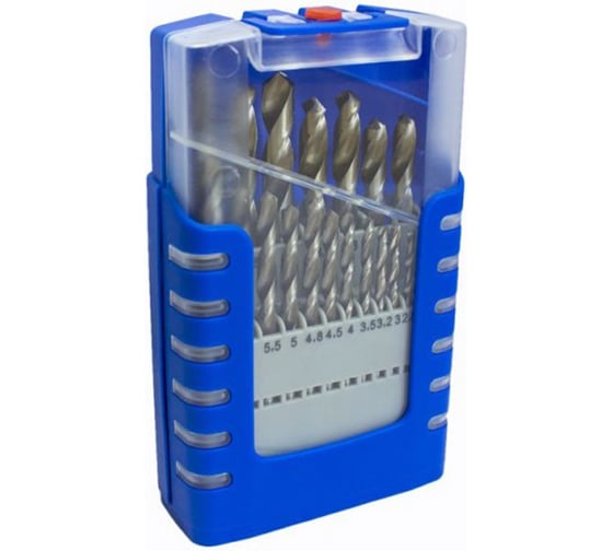 Изображение товара Набор сверл по металлу Forsage HSS 21 предмет (1,1.5,2,2.5,3,3.2,3.5,4,4.5,4.8,5,5.5,6,6.5,7,7.5,8,8.5,9,9.5,10мм), в пластиковом футляре F-924U21S(49099)