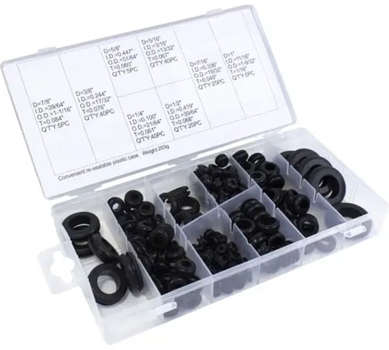 Изображение товара Кольца уплотнительные резиновые для прокладки проводов Forsage 180 предметов F-785(12662)