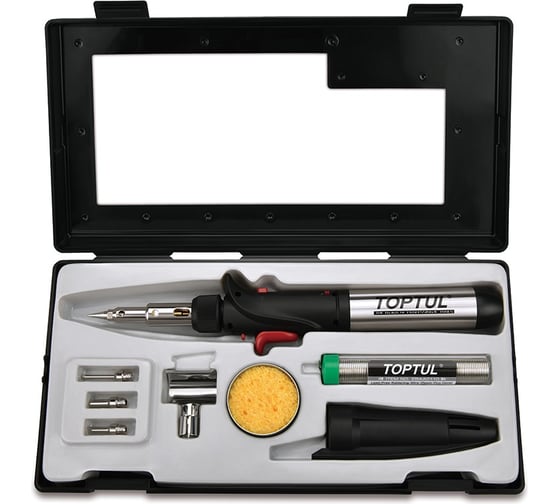 Изображение товара Газовый паяльник с аксессуарами TOPTUL 8 предметов EGAE0801