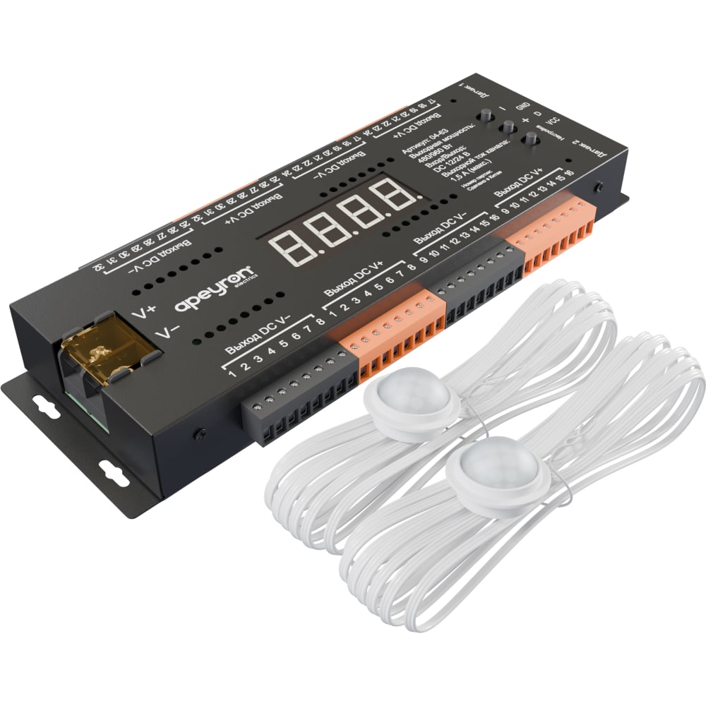 Изображение товара Контроллер для лестницы Apeyron 12В/24В 32канала 960Вт IP20