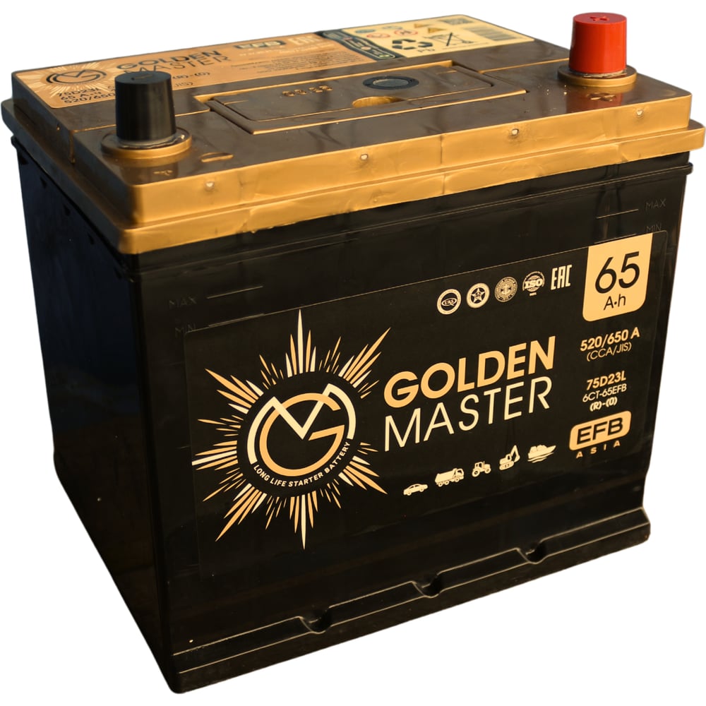 Изображение товара Автомобильный аккумулятор GOLDEN MASTER EFB ASIA 6СТ-65 12 В 65 А*ч 520 А