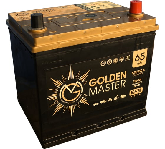 Изображение товара АКБ GOLDEN MASTER EFB ASIA 6СТ-65 (R)-(0) 520А 232x175x225 мм 4657819154897