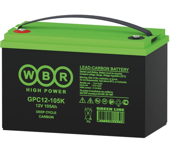 Изображение товара Аккумуляторная батарея карбоновая WBR GPC12-105K, 12В, 105 Ач УТ-00002520