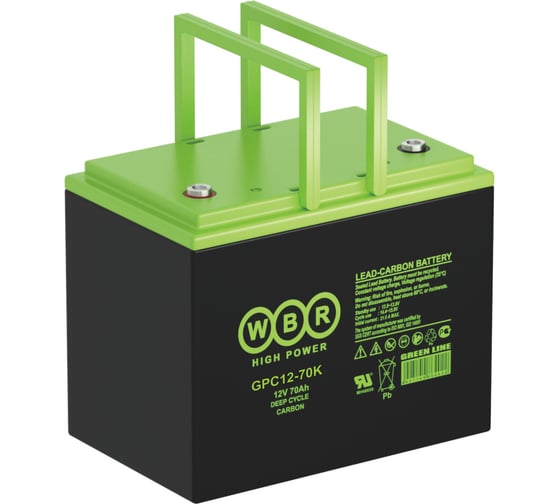 Изображение товара Аккумуляторная батарея карбоновая WBR GPC12-70K, 12В, 70 Ач УТ-00000317