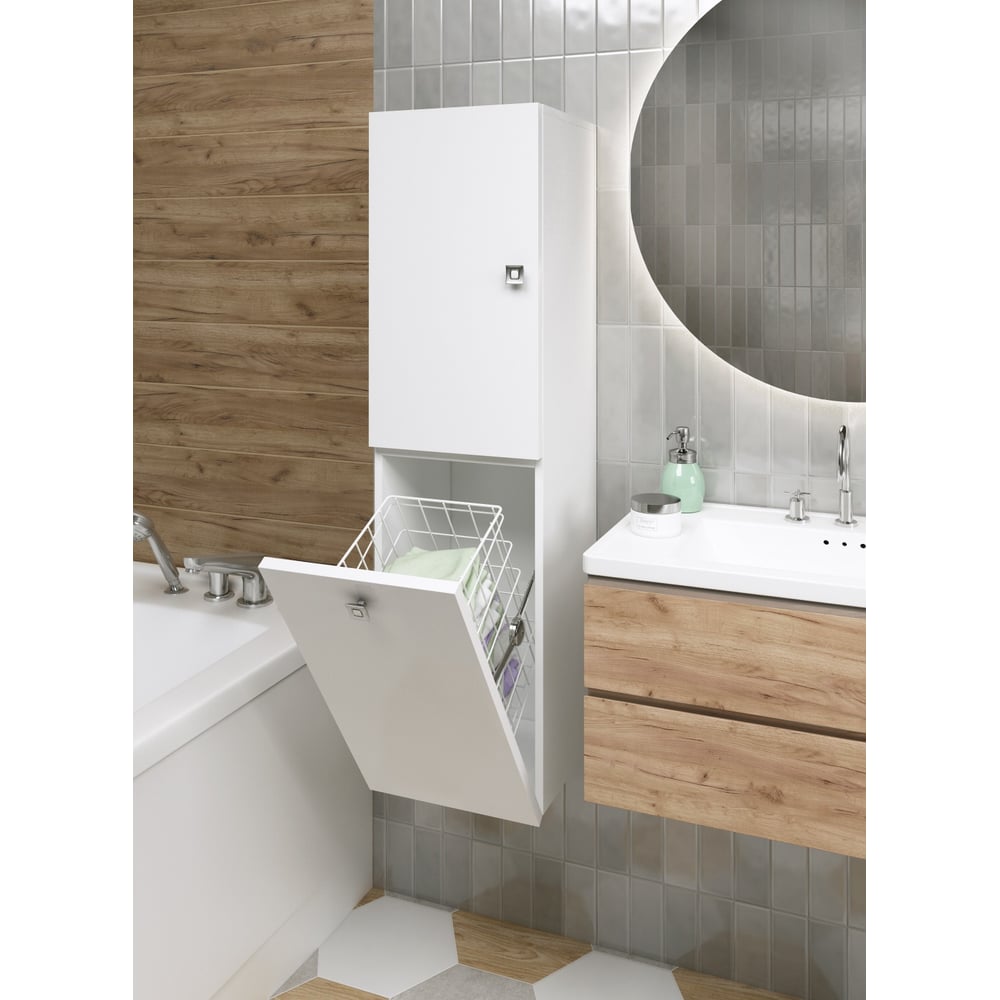 Изображение товара Подвесной туалетный шкаф SANTREK ПВШТ HOME белый глянец 300x1114x300 мм