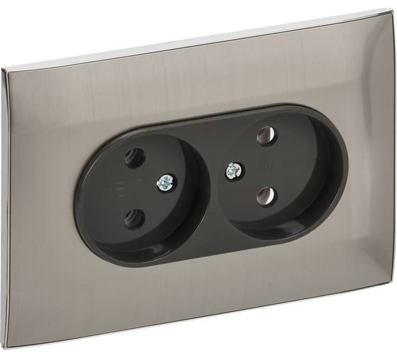 Изображение товара Розетка IEK SKANDY 2-я без з/к с з/ш 10А сб. SK-R09N никель SK-R23-10-K50-F