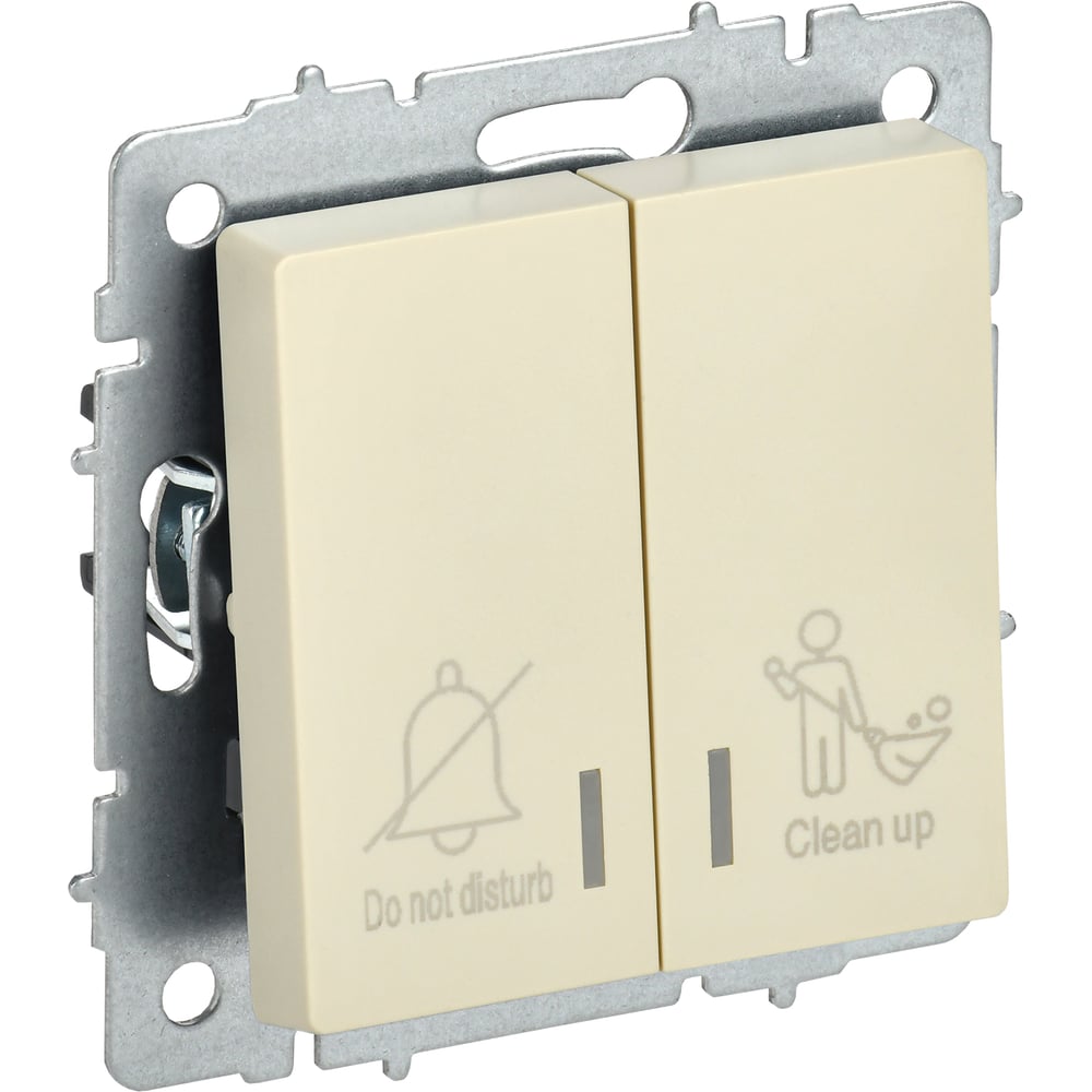 Изображение товара Выключатель 2-клавишный IEK BRITE с индикацией, для отелей, 10А, бежевый