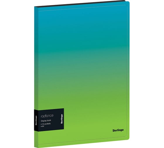 Изображение товара Папка BERLINGO Radiance с 10 вкладышами, 17 мм, 600 мкм, с внутренним карманом, голубой/зеленый DB4_10003