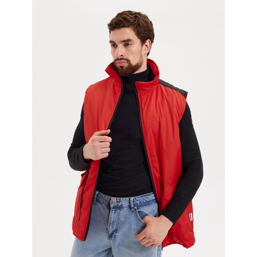 Изображение товара Утепленный жилет РАССО Ритм красный с синтетическим утеплителем 44-46