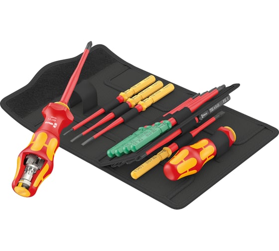 Изображение товара Набор насадок с 2 рукоятками-держателями WERA Kraftform Kompakt Turbo i 1 VDE Tool Finder 16 предметов WE-006640