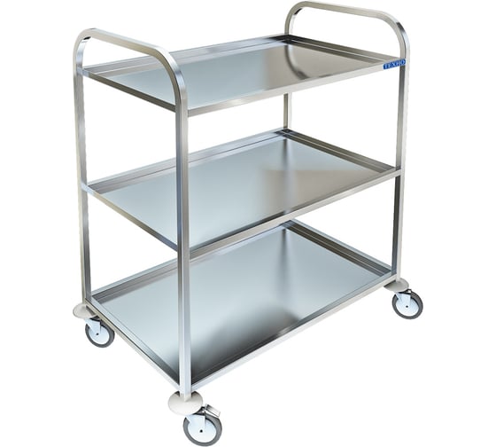 Изображение товара Тележка сервировочная ООО ПФ ТЕХНО-ТТ нержавеющая сталь 3 уровня 860х530х930 ТПР-330/905