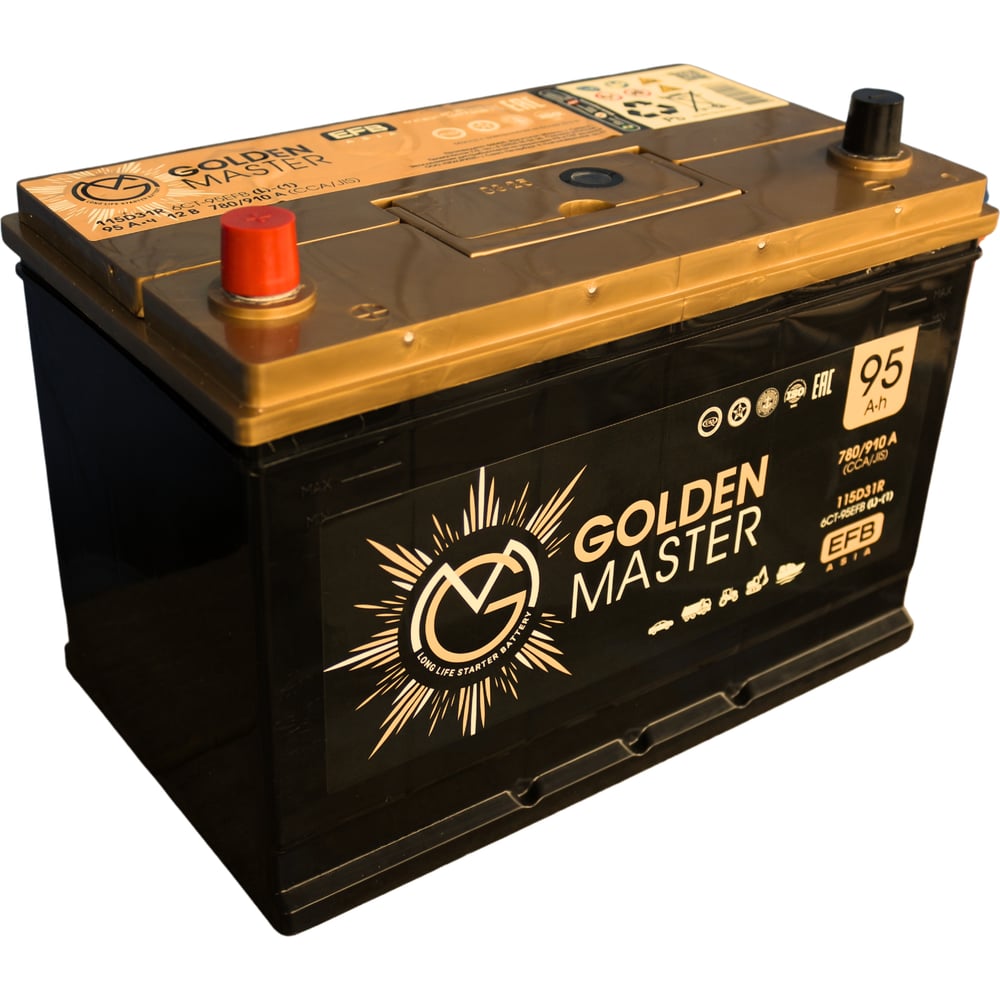 Изображение товара Автомобильный аккумулятор GOLDEN MASTER EFB ASIA 6СТ-95 12В 95Ач 780А