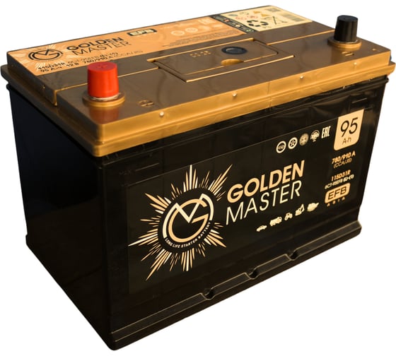 Изображение товара Автомобильный аккумулятор GOLDEN MASTER EFB ASIA 6СТ-95 (L)-(1) 780А 306х175х225 4657819154927