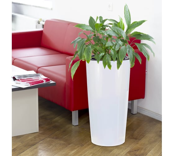 Изображение товара Кашпо круглое с вкладышем IDEA ПИЛАР 390х750 мм 23/69 л Белый М 3088