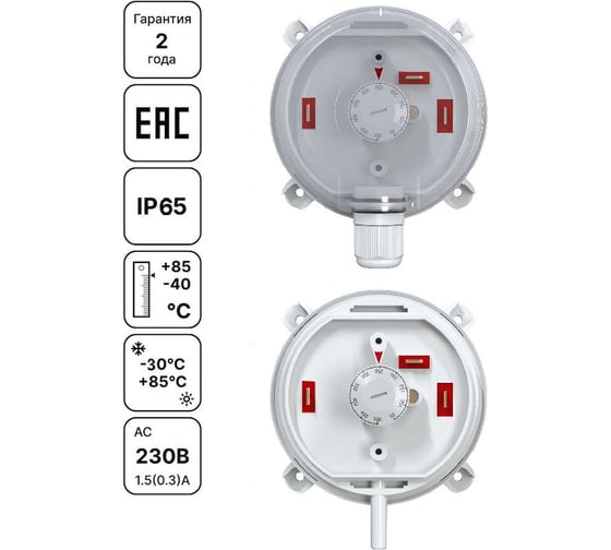 Изображение товара Датчик перепада давления Завод RGP 100-1000 Па (IP65, точность 5%, регулировка) DPS-1000-PRO