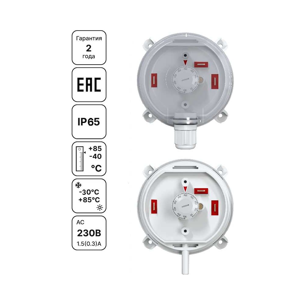 Изображение товара Датчик перепада давления RGP DPS-500-PRO 50-500 Па IP65 точность 5% регулируемый
