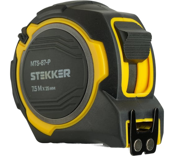 Изображение товара Рулетка STEKKER MTS-87-P 7,5 м х 25 мм, магнит, II класс точности, двухстороннее нанесение 50211
