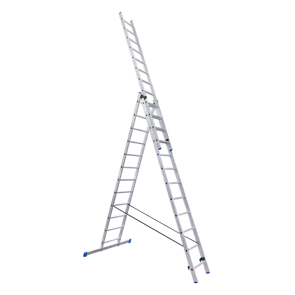 Трехсекционная алюминиевая лестница Евродизайн, размер 342х52х16