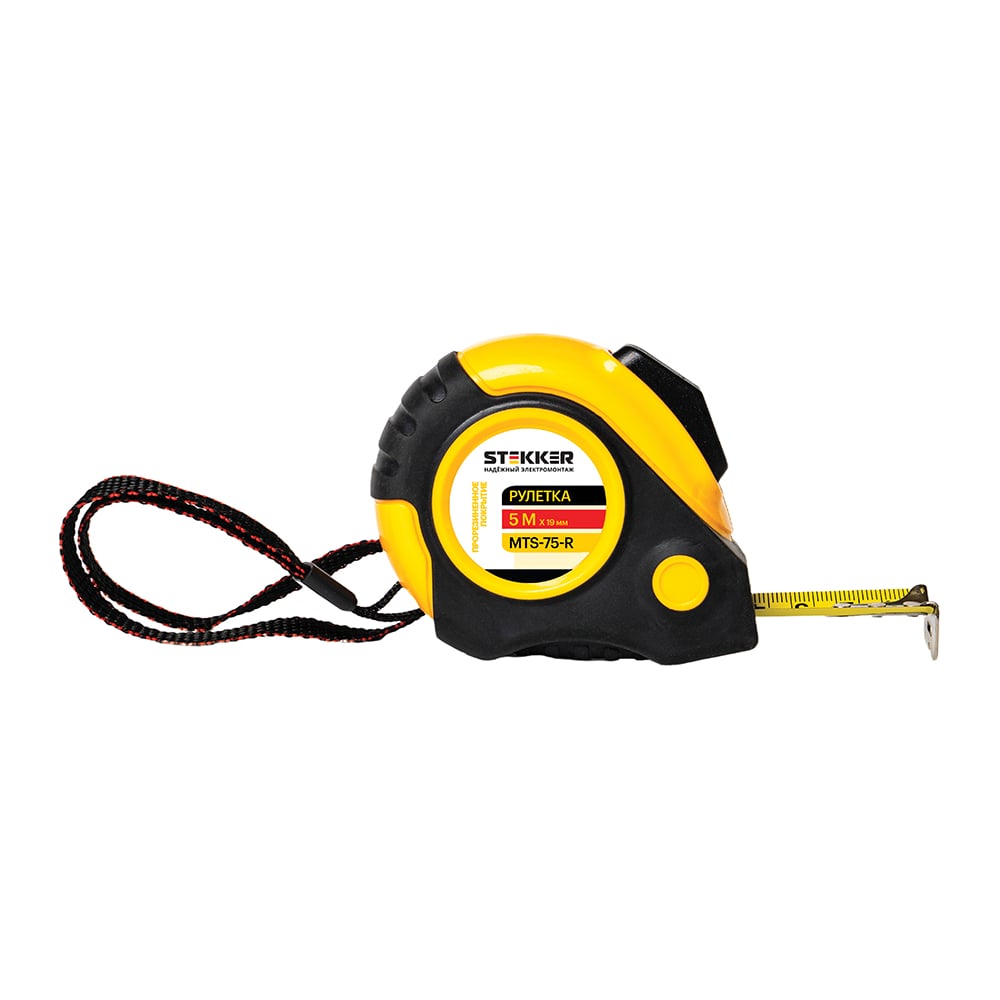 Изображение товара Рулетка STEKKER MTS-75-R 5 м х 19 мм, прорезиненное покрытие, II класс точности 50202