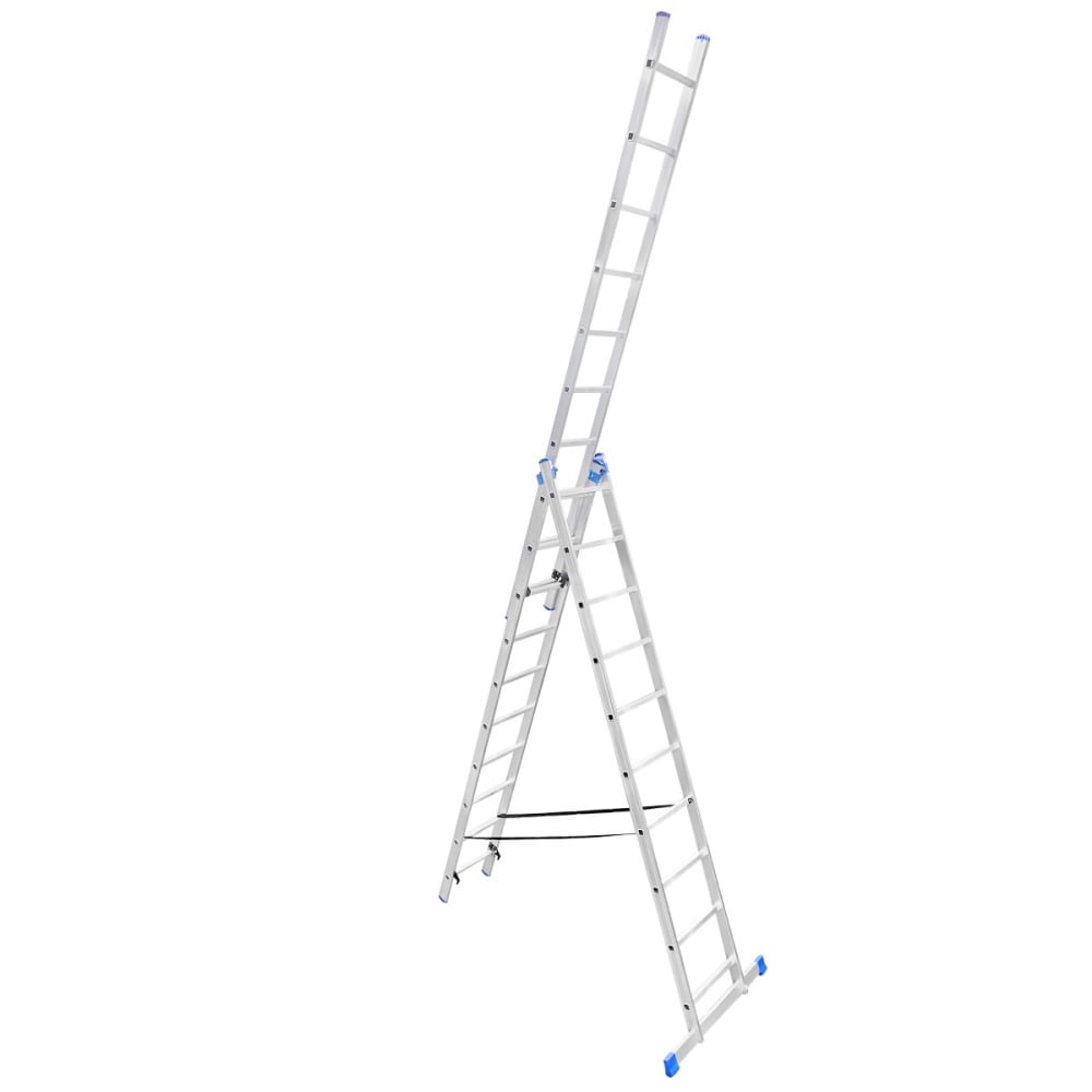 Трехсекционная алюминиевая лестница Евродизайн, размер 286х46х15