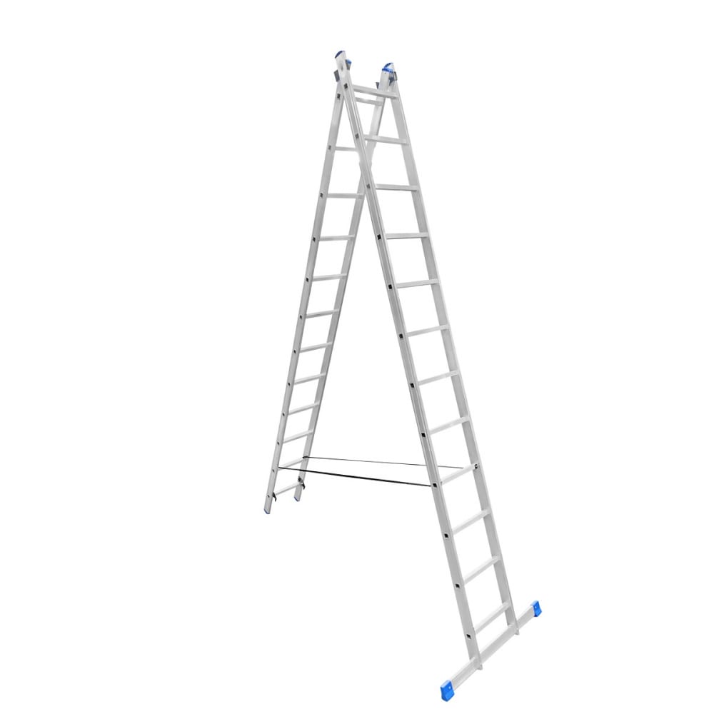 Двухсекционная алюминиевая лестница LadderBel стремянка алюминиевая ladderbel str al 8 8 ступеней максимальная нагрузка 150 кг