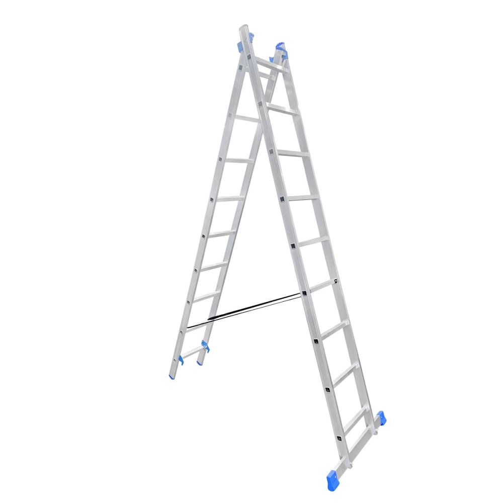 Двухсекционная алюминиевая лестница Евродизайн, размер 258х40х10