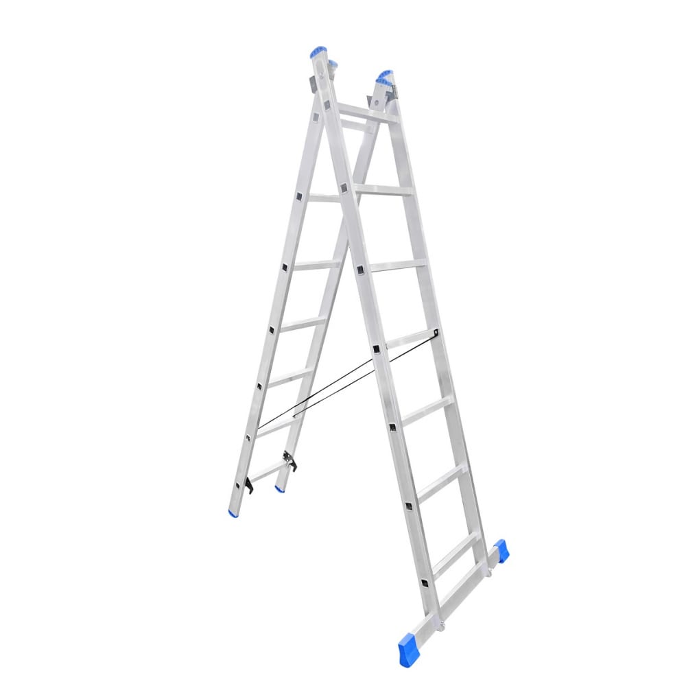 Двухсекционная алюминиевая лестница Евродизайн, размер 202х40х10