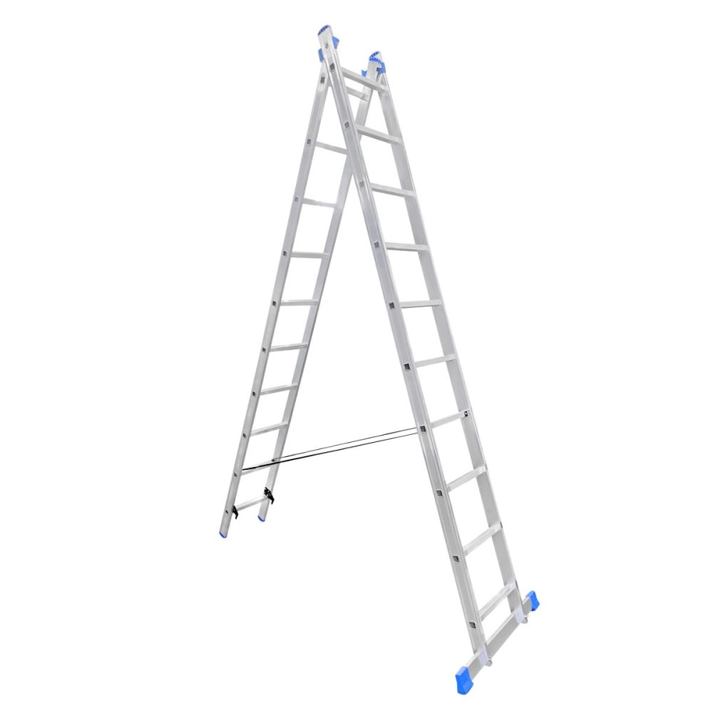 Двухсекционная алюминиевая лестница Евродизайн, размер 286х40х11