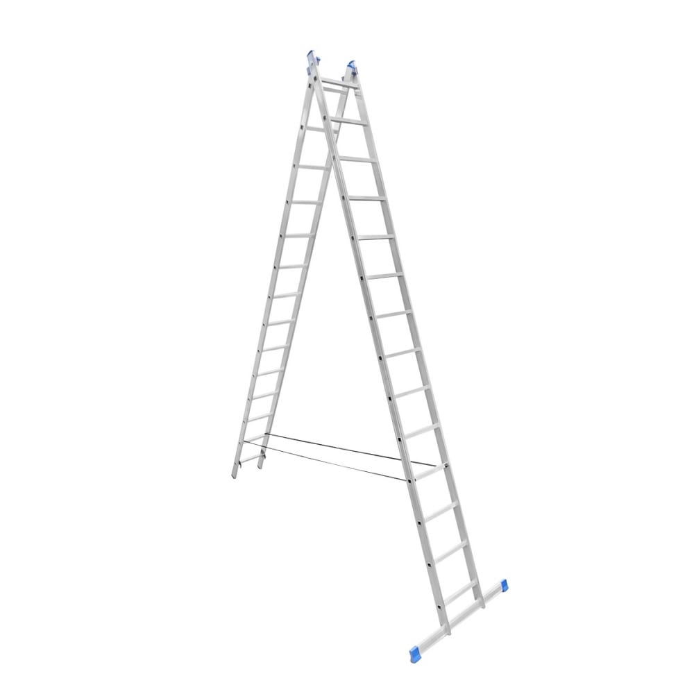 Двухсекционная алюминиевая лестница Евродизайн, размер 398х46х12