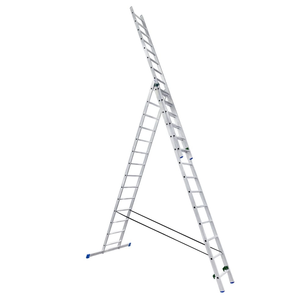 Трехсекционная алюминиевая лестница LadderBel лестница сибртех 97819 3 х 9 ступеней алюминиевая трехсекционная