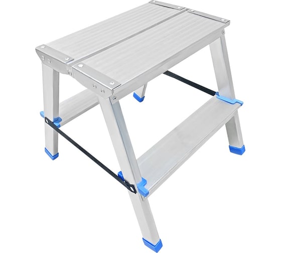 Изображение товара Двусторонняя алюминиевая стремянка с широкой площадкой LadderBel 2 ступени STR2-AL-2EP