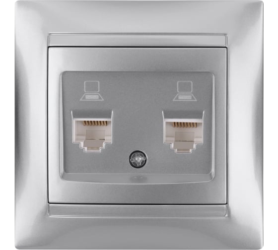 Изображение товара Розетка компьютерная двойная TDM ELECTRIC RJ45, металлик, Лама TDM SQ1815-0265