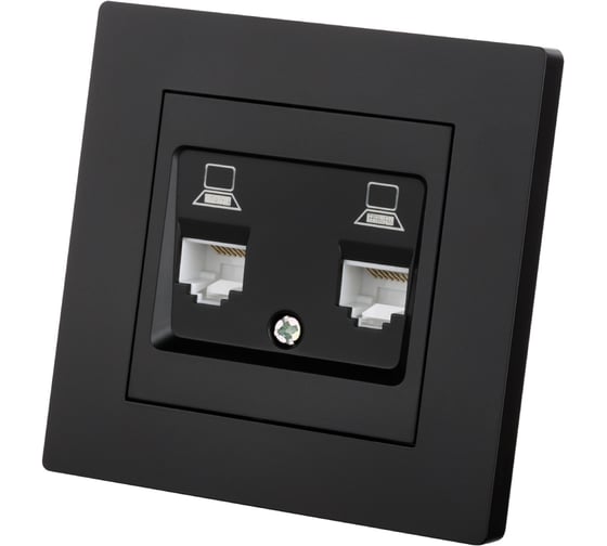 Изображение товара Розетка компьютерная двойная TDM ELECTRIC RJ45, черная Сенеж TDM SQ1816-0323