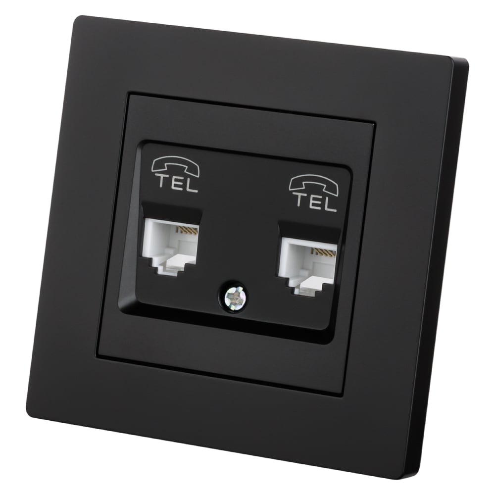 Изображение товара Двойная телефонная розетка TDM ELECTRIC RJ11 Сенеж черная