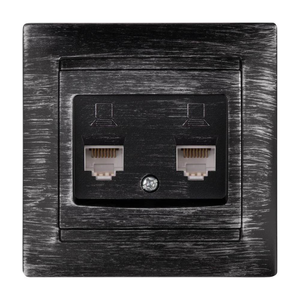 Розетка компьютерная двойная TDM ELECTRIC RJ45, старинное серебро, Лама TDM SQ1815-0672