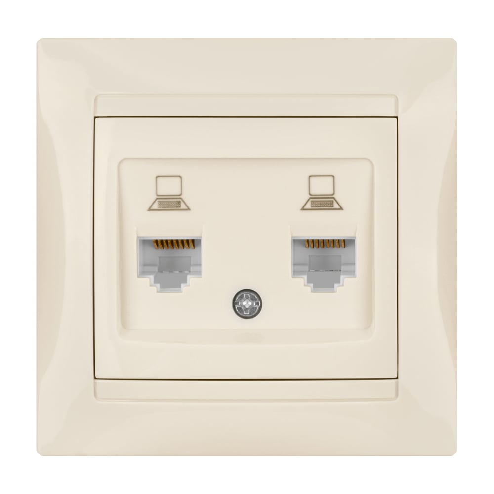 Розетка компьютерная двойная TDM ELECTRIC RJ45, слоновая кость, Лама TDM SQ1815-0155