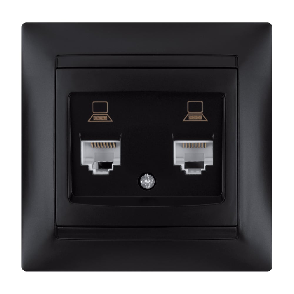 Розетка компьютерная двойная TDM ELECTRIC RJ45, графит, Лама TDM SQ1815-0675