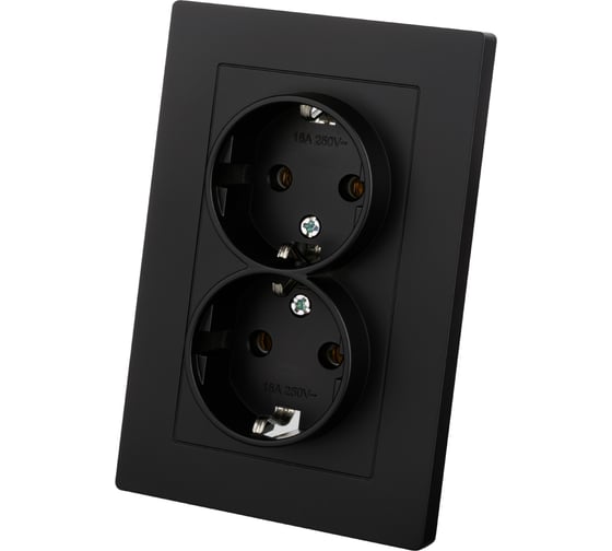 Изображение товара Розетка двойная TDM ELECTRIC 2П+З, 16А, 250В, черная, Сенеж TDM SQ1816-0276