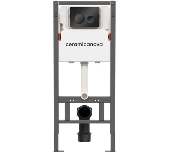 Изображение товара Система инсталляции для унитазов Ceramicanova Balance с кнопкой смыва Circle, цвет черный матовый, с креплениями, арт. CN121001MB