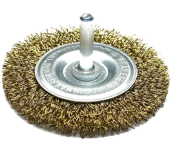 Изображение товара Щетка дисковая гофрированная Lessmann Д75x10, MES 0,25мм, хвостовик 6мм 410136