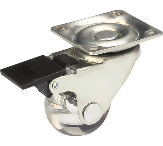 Изображение товара Колесная опора с прозрачным роликом и поворотной площадкой MF d=35 с тормозом 18012v