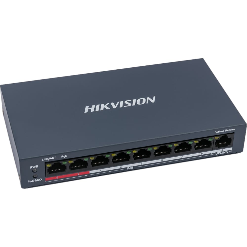 Восьмипортовый неуправляемый коммутатор Hikvision коммутатор hikvision hiwatch ds s2624p b