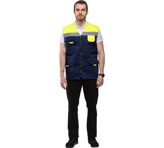 Изображение товара Рабочий жилет ООО Комус л30-ЖЛ синий/лимонный, р.56-58, р.170-176 1263814