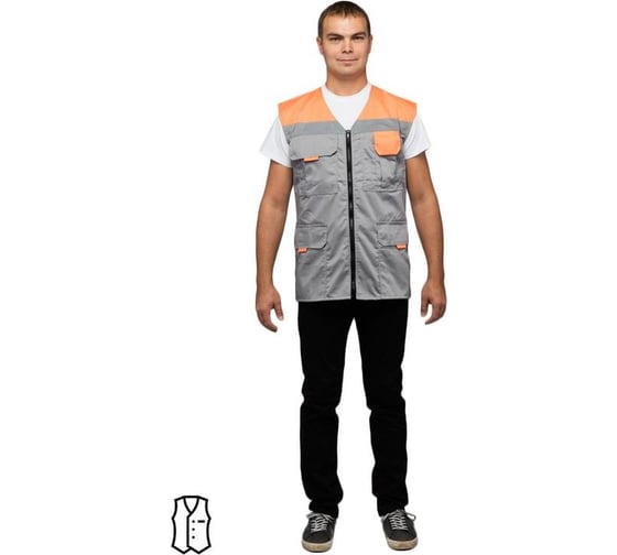 Изображение товара Рабочий жилет ООО Комус л30-ЖЛ серый/оранжевый, р.52-54, р.170-176 1263823