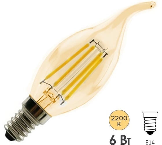Изображение товара Лампа FL-LED Vintage CA35 6W E14 2200К 220V 600Лм 35x117 мм FOTON_LIGHTING свеча на ветру 609182