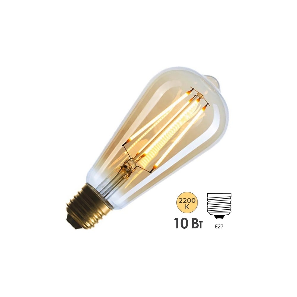 Изображение товара Лампа FL-LED Vintage ST64 10W E27 2200К 220V 1000Лм 64x140 мм FOTON_LIGHTING 609199