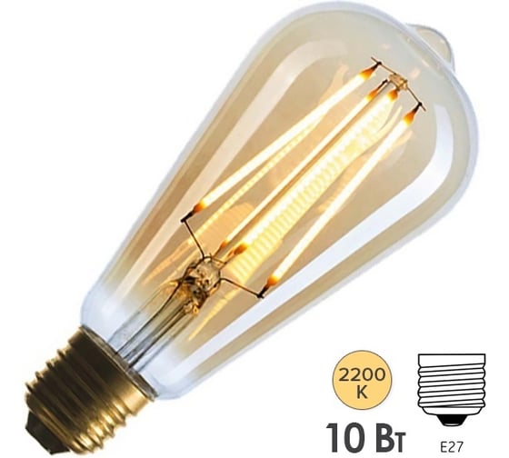 Изображение товара Лампа FL-LED Vintage ST64 10W E27 2200К 220V 1000Лм 64x140 мм FOTON_LIGHTING 609199