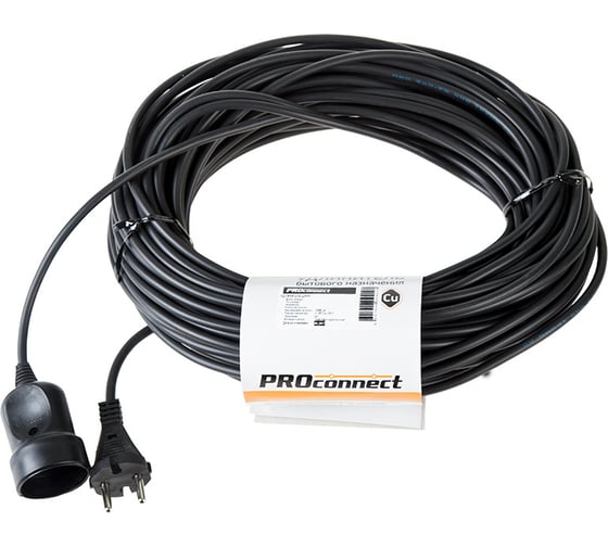 Изображение товара Силовой удлинитель PROconnect ПВС 2х0.75, 30 м, без заземления, 6 А, 1300 Вт, IP20, черный Россия 11-7116