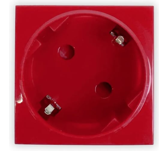 Изображение товара Розетка Filum 2К+З нем.стд., 45x45 мм (mosaic), 2 модуля, красная FL-PWS-1P-RD