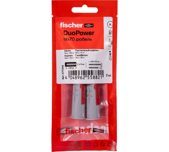 Изображение товара Дюбель Fischer DUOPOWER 14x70 (2шт.) 577308